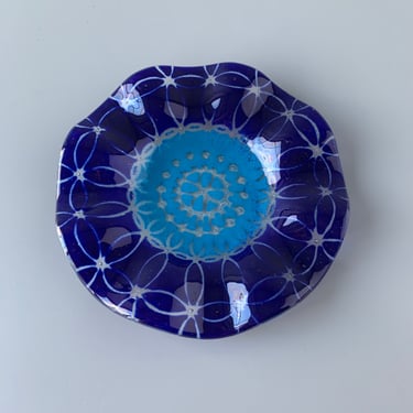 Vintage Ruffled Fused Glass Plate 