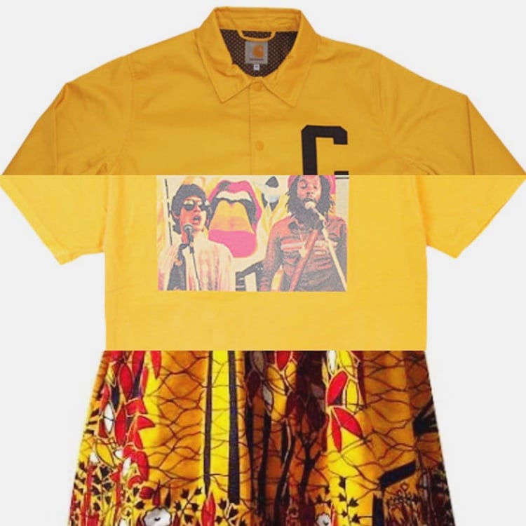 Assortment of new and vintage clothing in yellow