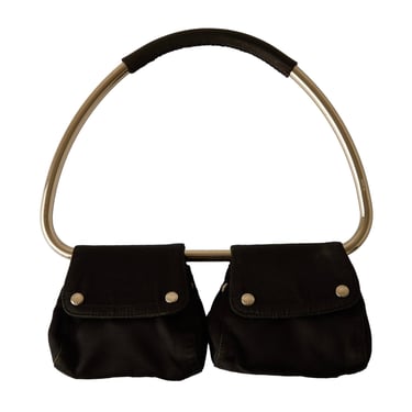 バッグ Prada Black Satin Handbag Prada Black Satin Double Hoop Bag | Treasures of NYC - New