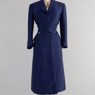 Impeccable 1950's Hattie Carnegie Tailored Lightweight Blue Coat / ML