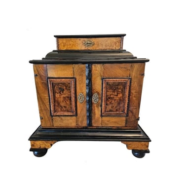 Antique Biedermeier Period Burlwood Table Cabinet - Cabinet Of Curiosities Augsburg Wunderkammer Early 19th Century 