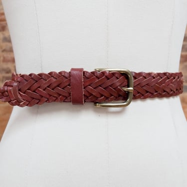 Buy Brown Braided Leather Belt 90s Plus Size Vintage Woven Leather