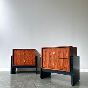 Brutalist MCM Rosewood Nightstands 