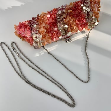 1960'S Style Beaded Clutch - Sequin and Beadwork in Smokey Pinks & Gray - Satin Lined with Little Side Pocket 