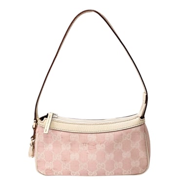 Gucci Baby Pink Canvas Logo Shoulder Bag