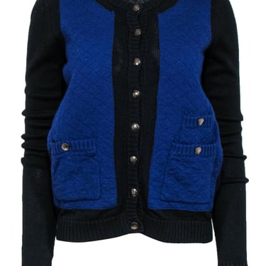 Marc by Marc Jacobs - Blue & Black Colorblocked Quilted Cardigan Sz S