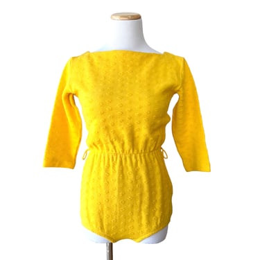 1960s Tom Brigance Knit Bodysuit Leotard ala Brigitte Bardot, Square Neckline, Three-Quarter Sleeves, Unitard Romper, Beach Bombshell 