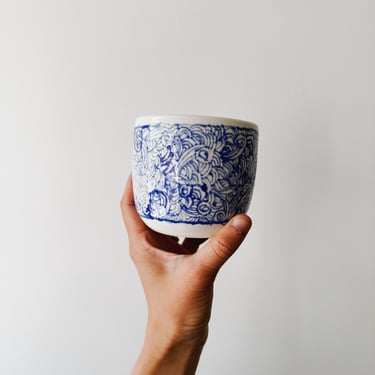 Bamboo Brush Porcelain Tumbler Cup // Floral 