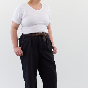 Vintage 36 Waist Black Pleat Cotton Twill Chinos | Unisex 40s 50s Straight Leg Utility Pant Trouser | P108 