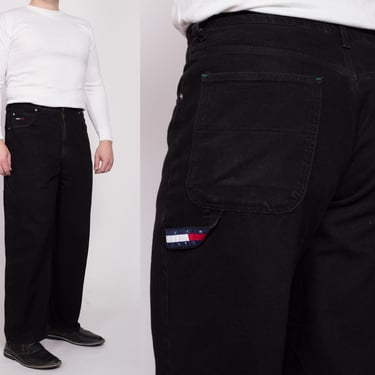 Vintage Tommy Hilfiger Black Carpenter Jeans - 36x32 | 90s Y2K Men's Tommy Jeans 