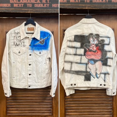 Vintage 1980’s “Pink Floyd” Rock Band Levi’s Artwork Custom Denim Trucker Jacket, 80’s Jean Jacket, Vintage Clothing 