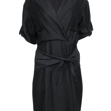 3.1 Phillip Lim - Black Linen Crop Sleeve Dress Sz 4