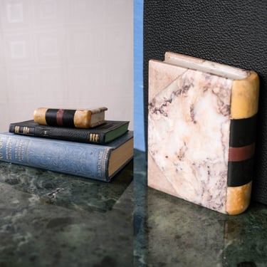 Vintage Granite Book Handmade Natural Stone Sculpture | Home, Office Decor, Paperweight, Bookend, Library | Vintage Bohemian Home Decor 