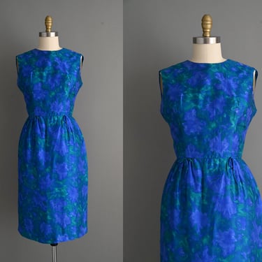vintage 1950s Blue Silk Wiggle Dress - Size Medium 