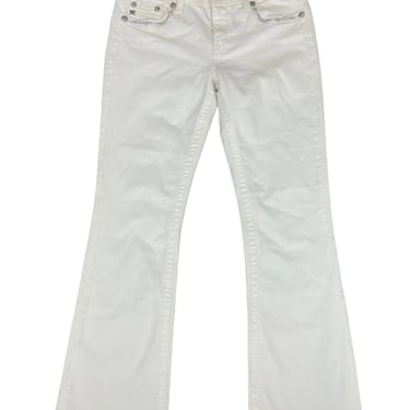 Miss Me White Denim Mid Rise Bootcut Designer Jeans Fits 32 See Measurements