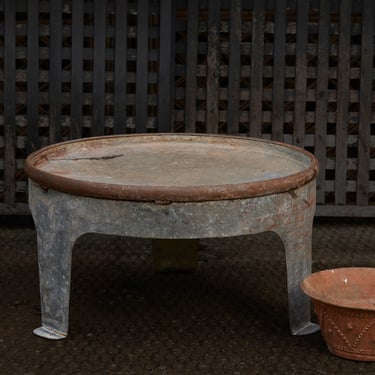 German Industrial 3-Leg Round Coffee Table from Early 19th Century