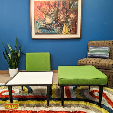 Pair of Mid-Century Modern convertible ottoman / side tables