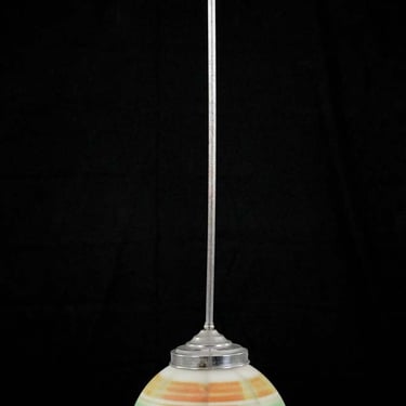 34.5 in. Mid Century Striped Glass Globe Nickel Steel Pendant Light