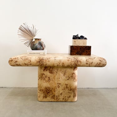 Vintage Burlwood Console Table Entryway Table Sofa Table Desk Postmodern MCM Retro Burlwood 70s 80s 
