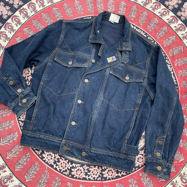Vintage ‘80s GASOLINE JEANS denim jacket / dark wash jean jacket, slouchy, M 