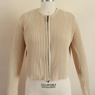 Vintage 90s Limited Ribbed Knit Cropped Zip Up Cardigan 