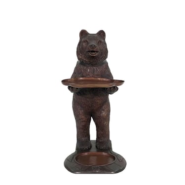 Bronze Bear with Tray Sculpture