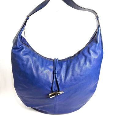 MINT! Burberry HUGE Royal Blue XL Toggle Hobo Shoulder Bag 