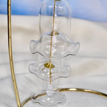 Vintage Tiered Nesting Glass Bell Ornament Scallop Edge 3 Graduated Bells Ornament Gold Cord Ornament or Decor Christmas Gift Couple Gift 