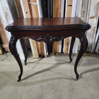 Swivel-Top Game Table with Carved Cabriole Legs