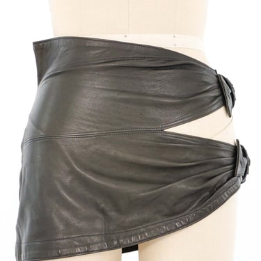 1983 Alaia Leather Cutout Mini Skirt