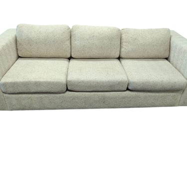 Mid-Century Cream Woven 3-Seat Couch