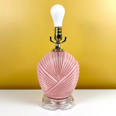 Pink Wrapped Glass Lamp with Clear Base 