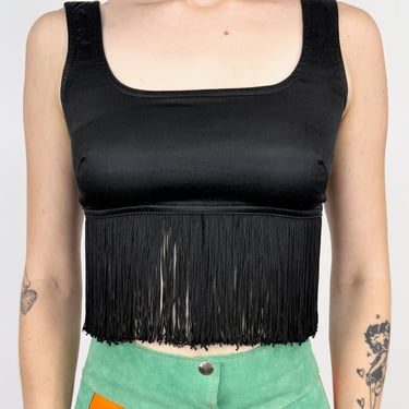 Moschino On the Move Black Fringe Tank