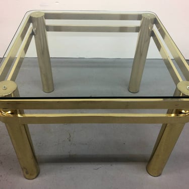 Modernist Brass and Glass Side Table