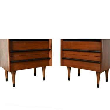 Walnut Nightstands American of Martinsville Mid Century Modern 