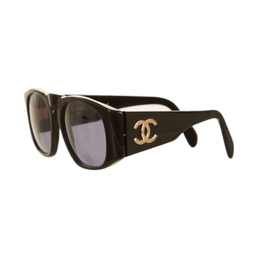 Chanel Black Round Logo Sunglasses