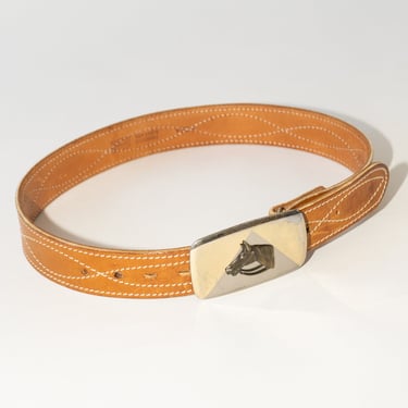 Vintage Western Horse Belt in Cognac Leather