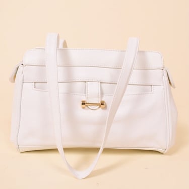 White Leather Handbag with Goldtone Details By Toni
