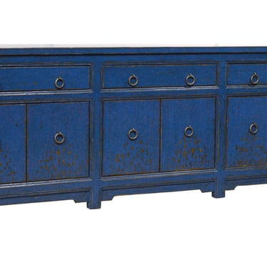 104” Reclaimed Wood 6 Door 3 Drawer Sideboard in Antique Deep Blue by Terra Nova Furniture Los Angeles 