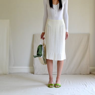 pointelle cream knit sheer skirt 