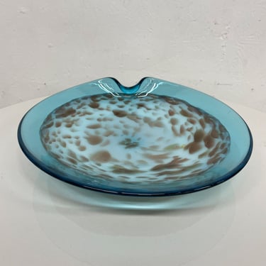 Style Sommerso Murano Italian Art Glass Blue Decorative Dish Italy 1960s 