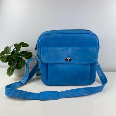 Vintage 1960s Samsonite Silhouette Columbine Blue Shoulder Tote Weekender bag, Carry-on Luggage Bag, Mid Century Samsonite Travel Bag 