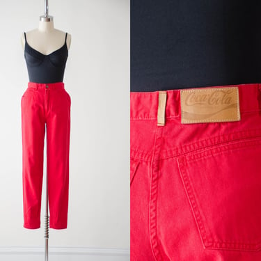 high waisted jean | 80s 90s vintage Coca Cola red dark academia slim straight leg pants 