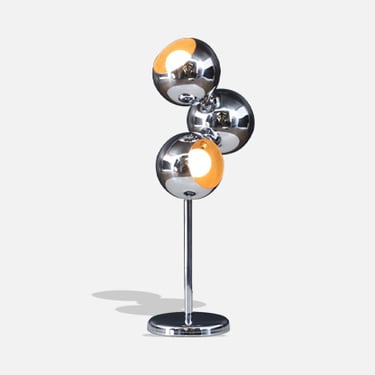 Mid-Century Modern Space Age 3-Globe Chrome Table Lamp