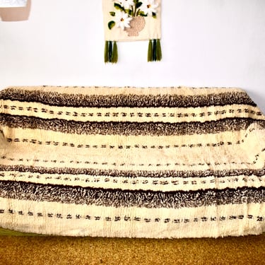 Vintage Traditional Bulgarian Cover Bed Blanket Carpet Hand Made Rug - 100% Sheep Wool 