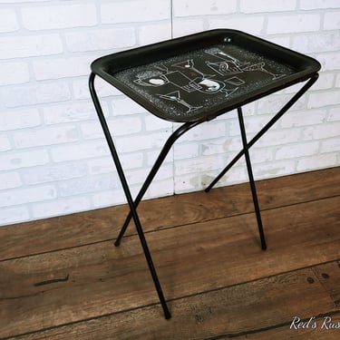 Vintage Metal Black Cocktail TV Tray 