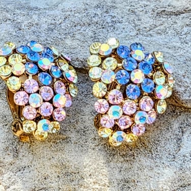 Sparkly Retro Rhinestone Clip on Earrings~Quality Estate Jewelry~Gifts for Her 