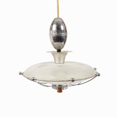 Space Age Pendant Lamp Metal & Glass Light Fixture Ceiling Lamp Vintage Mid Century Modern 