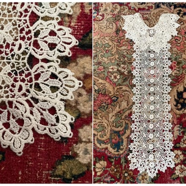 Vintage crochet lace collar, bodice piece, fancy decorative collar | historical costume, reenactment, vintage bride, wedding 