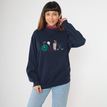 90s Golf Sweatshirt Navy Blue Embroidered Golf Sweatshirt | Shop